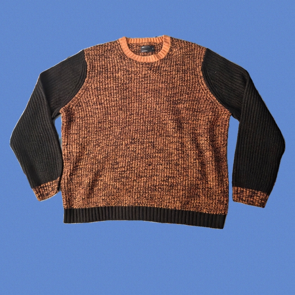 ASOS Black and Brown Crewneck Sweater with Textured Knit